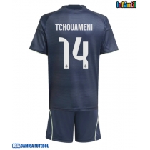 Camisa de Futebol Real Madrid Aurelien Tchouameni #14 Equipamento Secundário Infantil 2025-26 Manga Curta (+ Calças curtas)